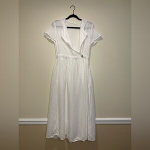 Yuvita Linen white wrap dress- 100% linen - Size S